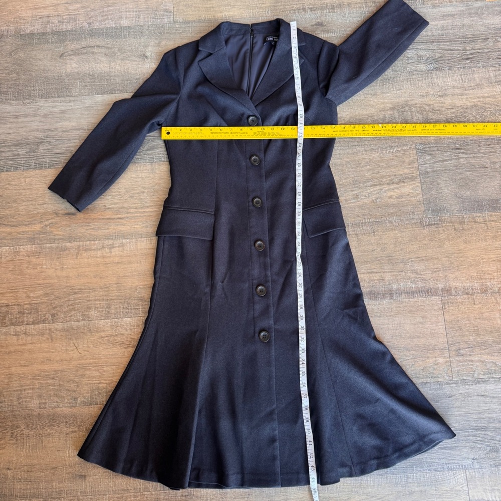 Teri Jon Rickie Freeman Charcoal Gray Button Front Blazer Midi Dress Size 6 - Picture 5 of 6